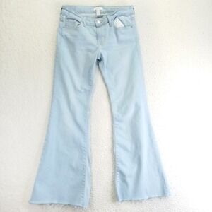 Forever 21 Premium Light Wash Raw Hem Flare Jeans‎ Size 27 Light Blue Stretch